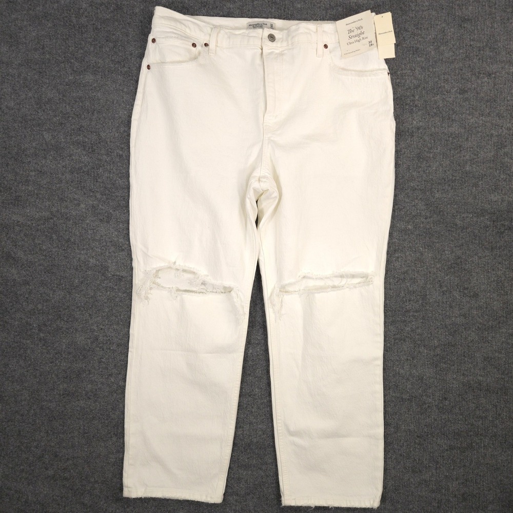 Abercrombie & Fitch Jeans Womens 18S White The '90s Straight Ultra High Rise NEW